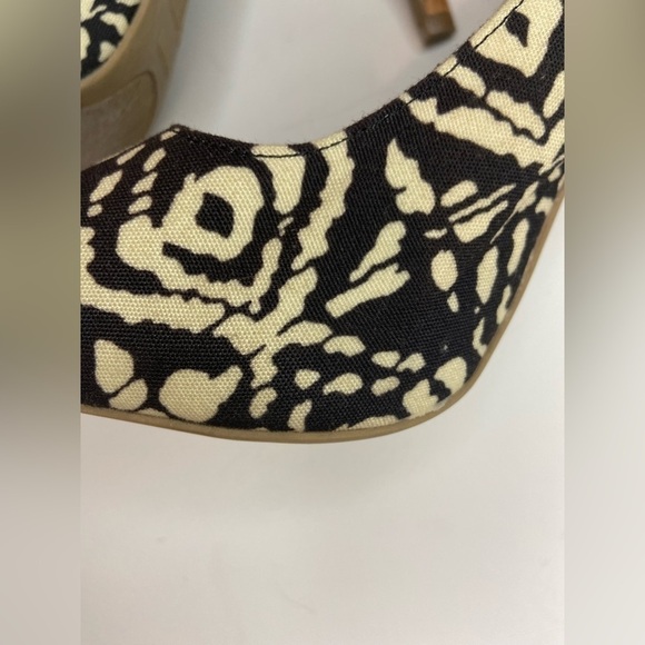 Christian Siriano~Abstract Brown/Cream Cork-Look Stiletto Heels~Peep Toe~Size 9W - Picture 14 of 16